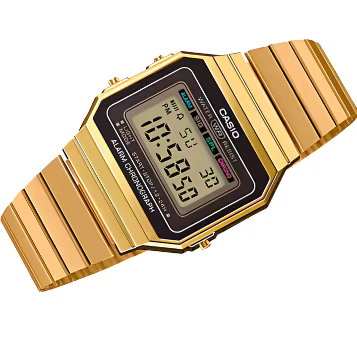 reloj unisex digital Casio A700WGA-9A luz LED cronómetro alarma correa de acero inoxidable watch 2024 - 1
