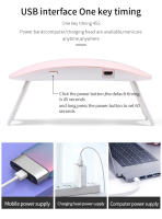 Lámpara De Uñas LED UV Mini 6W Secado De Polvo De Uñas Con Cable USB Portátil Herramienta Para Uñas En Casa Color Rosa Y Blanco - details 9