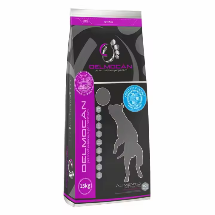 Pienso Natural para Perros Delmocan Adult Pet Oceanic - 46% Carnes: Alimento completo para razas pequeñas, medianas y grandes - ¡Con Omega 3 y condroprotectores para una piel sana y articulaciones fuertes! - 1