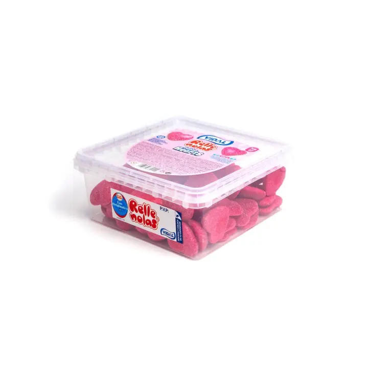 Gominolas de Vidal Rellenas en bandeja de 75 unidades - Unión de texturas que te dejará un dulce sabor en la boca y ganas de repetir - Diferentes modelos a elegir, besos, fresas, calaveras, ojos, moras... Chuches sin gluten y sin grasa - 1