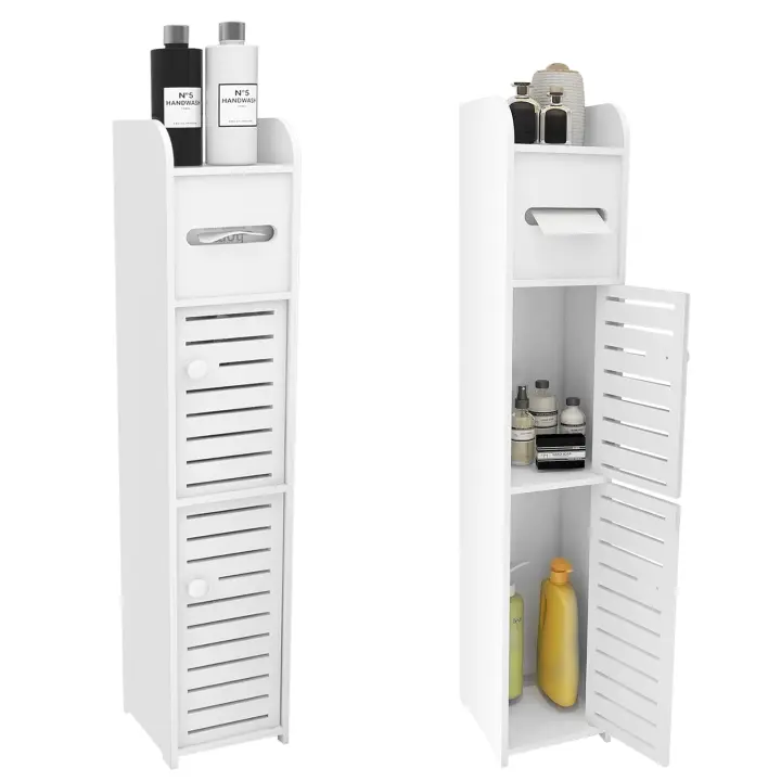 Mueble de baño Estantería de baño Mueble de aseo Mueble de baño 17x15x78cm Blanco - 1