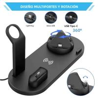 Cargador Inalámbrico 15W 4 En 1 Para iPhone 15 14 13 12 X Samsung Galaxy S22 S21 Apple Watch Airpods Estación De Carga Rápida Con Indicador De Carga Y Soporte Tipo C - details 5
