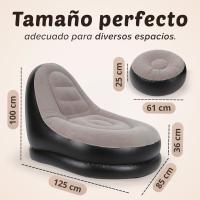JUPPLIES Sofa Hinchable Aterciopelado Plegable para Interiores y Exteriores - Sillon Hinchable Estilo Puff con Superficie Suave y Amplio Asiento - details 1