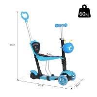 HOMCOM 3 en 1 Patinete para Niños de +18 Meses Scooter de 3 Ruedas con Asiento Extraíble Manillar Mango de Empuje Altura Ajustable 62x25x72,5 cm - details 2