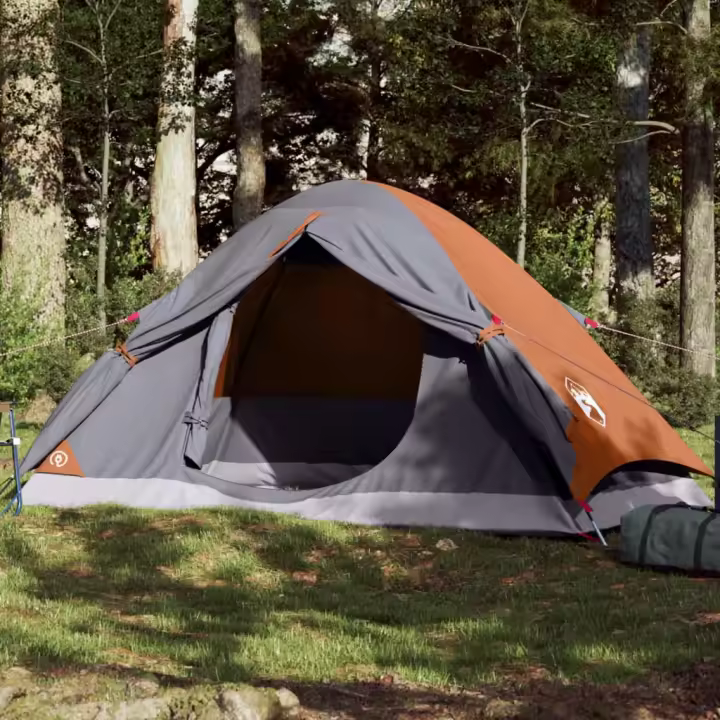 vidaXL Tienda de campaña iglú para 2 personas impermeable gris naranja - 1