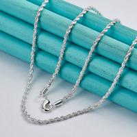 Collar de plata de ley 925 para hombre y mujer, cadena de cuerda trenzada de 3mm de ancho, joyería de moda, regalo - details 3