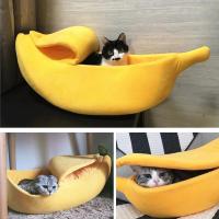 Cama De Perro Gato Forma De Plátano Caliente Almohadilla Cómoda Para Pupusas Y Gatitos Sillón Portátil Para Mascotas Material De Peluche Coral - details 6