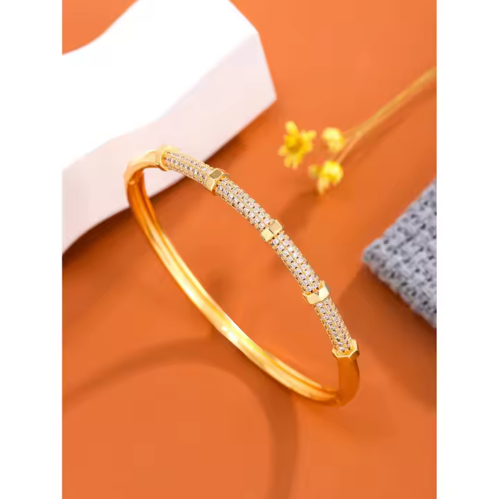 Pulsera de Oro Plateado Joyería Ligera para Mujeres con Piedras de Zirconia - 1