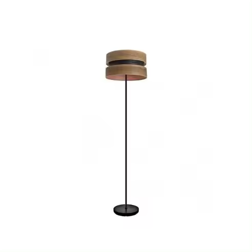 FABRILAMP Lámpara de Pie Salón Colet Negro/Madera Oscura 160x40x40 Cm - Elegante Diseño - 1