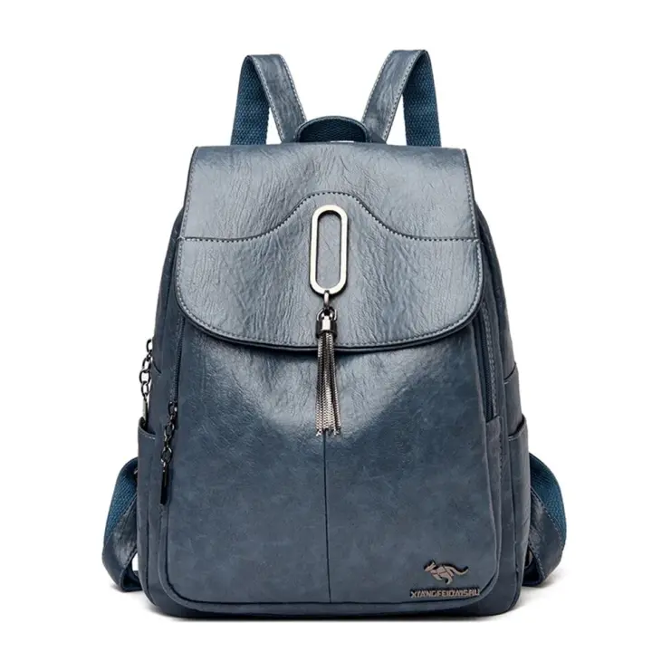 Mochila De cuero suave para mujer bolsa de viaje informal de gran capacidad para adolescentes - 1