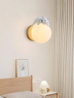 Lámpara De Pared Moderna Creativa Oso Dormido Luna Ambiente Nocturno Para Habitación De Niños Y Niñas Lámpara De Noche Incluida Fuente De Alimentación AC Material Resina Y Madera - details 7