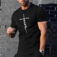 Camiseta Deportiva De Hombre Clásica Jesús Manga Corta Impresión De Feith Para Ejercicio Estilo Casual Transpirable Y De Secado Rápido - details 2