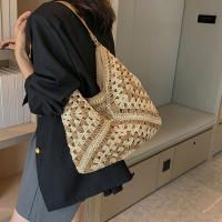 Bolso de hombro tejido de paja para mujerbolso de mano de tamaño mediano con asa para vacaciones en la playaPopular - details 7