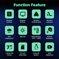 Pantalla Táctil Portátil Para Motocicleta IPX7 Impermeable 7 Pulgadas Con Navegación GPS Android Auto Y Wireless Carplay Resolución 1280x480 - details 3