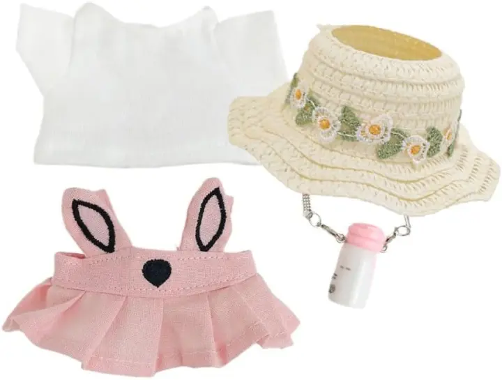 Ropa para muñecas de 17 cm. Accesorios para muñecas Labubu de 17 cm: 1 camiseta, 1 vestido - 1