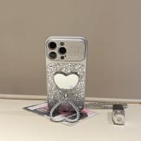 Funda De Teléfono Brillante Con Corazón Y Cordón Para iPhone 17 pro Max 16 Con Soporte Espejo Y Correa Protectora De Material TPU Diseño De Amor - details 5