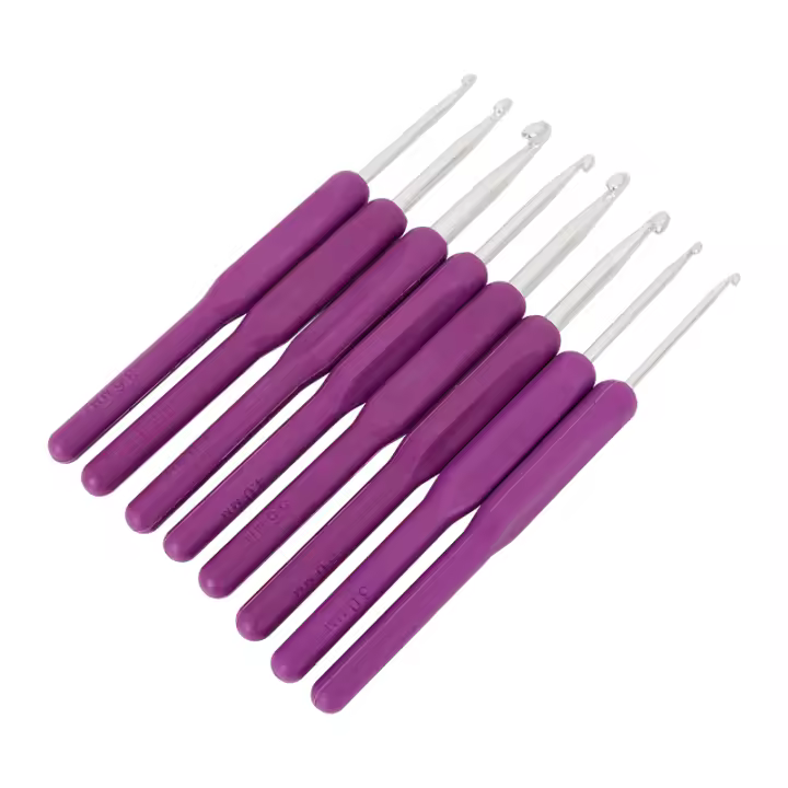 Juego De 8 Piezas De Agujas De Tejer De Aluminio Con Manos Suaves De Plástico Para DIY Tejer De Suéter Herramientas De Crochet Kit - 1