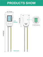 Testador De Tierra Digital LCD 3-en-1 PH/Humedad/Temperatura Para Plantas De Jardín Sensor Metálico Medidor De Humedad - details 7