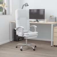 vidaXL Silla de oficina reclinable masaje cuero sintético blanco - details 0