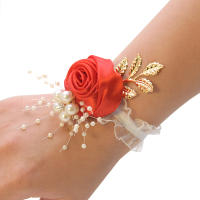 Flor De Mano Para Niñas Bodas Y Fiestas De Promoción Corbata De Satén Rosa Accesorios De Boda Flores De Tela Hechas a Mano - details 1