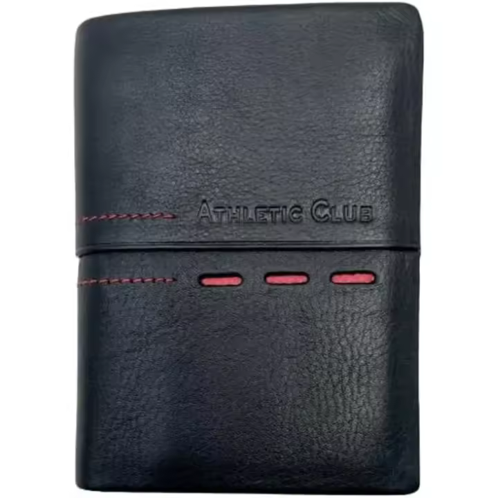 Billetera de Piel con Monedero Athletic Club Horizontal Negra Ojales Rojos 87639 - 1