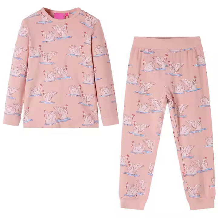 Pijama infantil de manga larga rosa claro 128 - 1