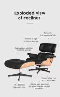 TY311 Classic Recliner Black Armchair Black Cowhide Black Big Head Foot Swivel Deck Chair Lounge Chair Furniture - details 14