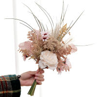 Arreglo De Flores Artificiales Peonía Y Pampas En Champaña Gran Rosas Falsas Para Decoración De Hogar Mesa Centro De Mesa Decoraciones De Boda DIY - details 1