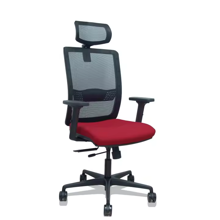 Silla Haches traslack malla negra asiento bali granate brazos 2D ruedas 65mm cabecero regulable - 1