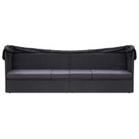 vidaXL Sofá de jardín con dosel ratán sintético Gris, Negro, Negro y blanco Sillas de Exterior Ideal para jardín, playa, piscina, terraza Tumbona Piscina Tumbonas Playa Tumbonas Jardín Exterior - details 3