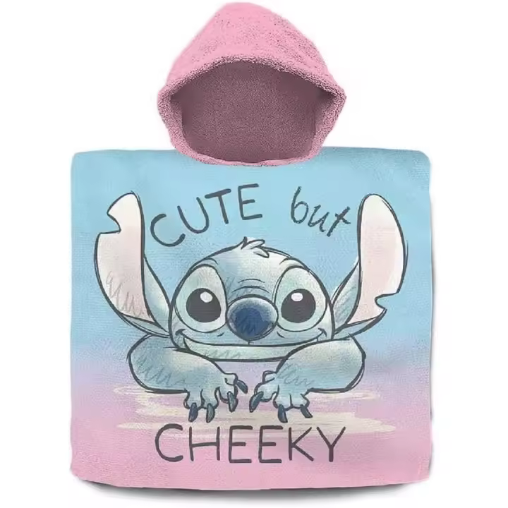 Poncho toalla niños de Stitch 100% algodón , Toalla de Playa Infantil Stitch con Capucha Toalla de Baño Poncho Toalla Poncho para Niñas Niños de 2 a 8 años de 60cm x 60cm, 300gsm - 1