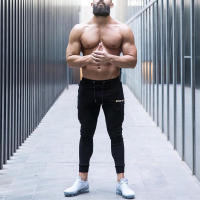 Pantalones De Correr Para Hombre Con Bolsillo Cremallera Pantalones De Fitness Y Gimnasio De Algodón Y Poliéster Talla Verdadera - details 1