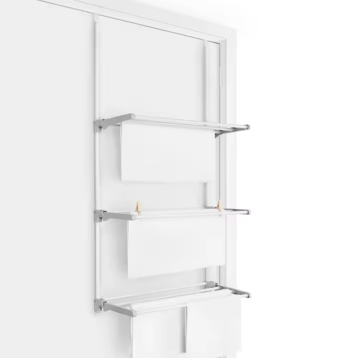Rayen  Tendedero Plegable para Puertas y Pared  Varillas XXL  6,5 m de Superficie de Tendido  Multifuncional  Blanco y Gris  124 x 62,5 x 5,5 cm - 1