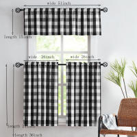Cortinas a Cuadros 132x38cm 1 Pieza 68x60cm 68x91cm 2 Piezas Translúcidas Para Cocina Material 100% Poliéster Sin Capa Doble - details 0