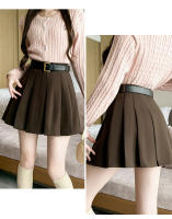 Falda Mini De Lana Invierno Para Mujer Estilo Casual Preppy High Waist A-Line Con Shorts Solido De Cintura Alta Moda Callejera - details 4
