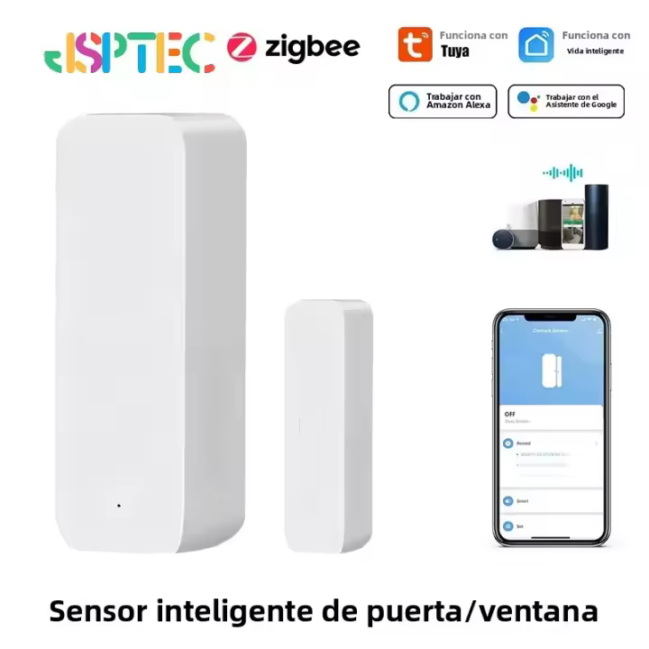 Sensor De Puerta Zigbee Wireless Magnético Alarm Detector De Abertura E Fechamento Compatível Com Zigbee2MQTT Alexa Google Necesita Gateway Tuya - 1