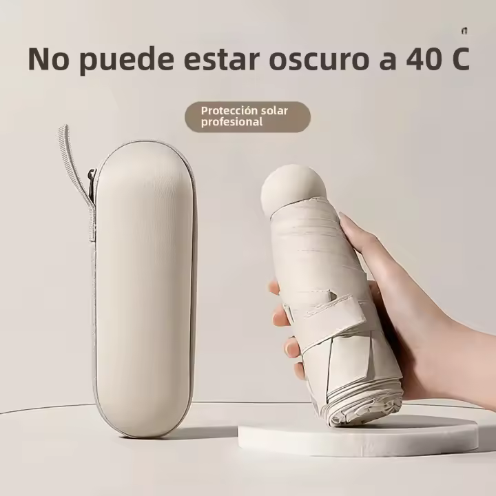 Paraguas Capsule Pequeño Y Portátil De Color Sólido Protección Contra El Sol Y Lluvia Para Mujeres Uso Dual - 1