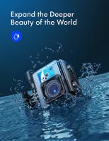 WOLFANG GA200 Action Cam 4K Cámara subacuática de 24MP WiFi 40M resistente al agua EIS estabilizador de imagen cámara de casco con pantalla táctil Gran angular de 170° (cargador, mando a distancia, 2 baterías y kit de accesorios) - details 3