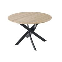 Skraut Home - Mesa Comedor Fija Redonda, Salón Comedor, Modelo ZEN, color Roble, Patas Metálicas en Negro Mate, Ø90x90x77cm - details 0