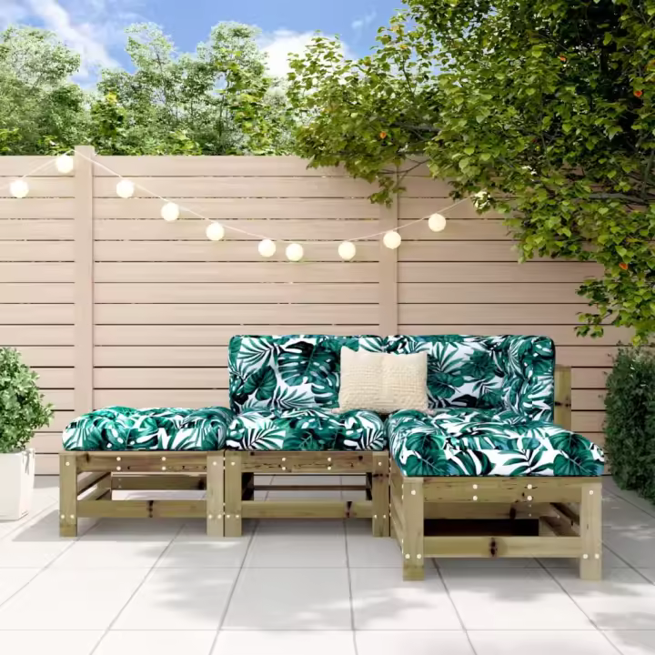 vidaXL Juego de muebles de jardín 4 pzas madera de pino impregnada - 1