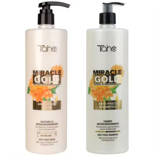 Tahe Miracle Gold Pack Cabellos Finos | Champu 1000 ml + Mascarilla para cabellos finos 1000 ml. - 1