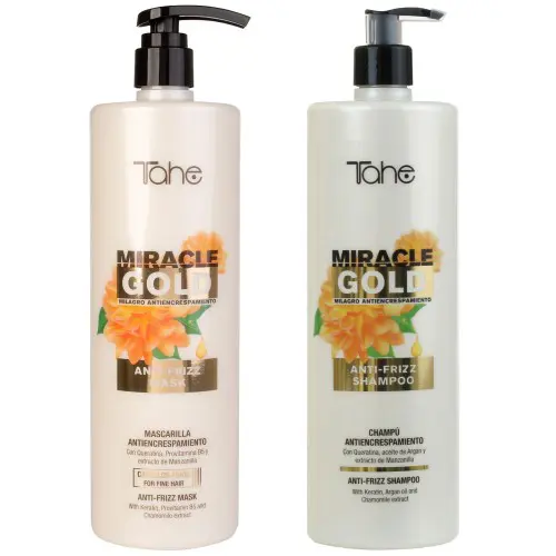Tahe Miracle Gold Pack Cabellos Finos | Champu 1000 ml + Mascarilla para cabellos finos 1000 ml. - 1
