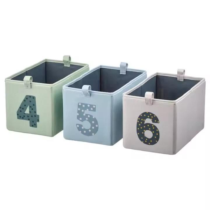 Juego de 3 cajas Barndröm Ikea verde azul y beige 17cm x 27cm x 17cm - 1
