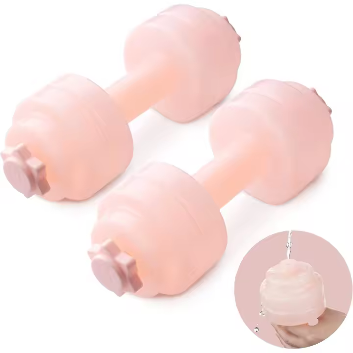 Juego de 2 mancuernas rellenas de agua, portátiles, prácticas, ecológicas, seguras, especialmente adecuadas para mujeres y adolescentes, color rosa - 1