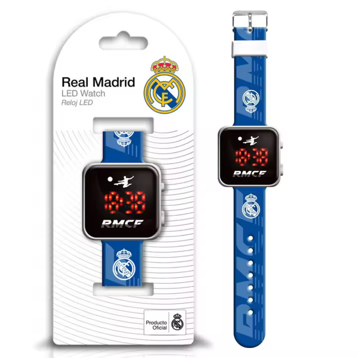 Real Madrid Reloj LED de Real Madrid 18x7,5x3cm, Reloj Digital Infantil Niño y Niña, Color Azul, Regalo Cumpleaños, Navidad, Reyes - 1