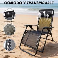 Tumbona Gravedad Cero Premium Plegable y Reforzada (Soporta 120kg) – Silla Reclinable Antideslizante y Portátil para Jardín, Terraza, Playa y Camping marca allpercom - details 2