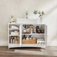 Mueble bajo Lavabo Extra Largo - Con 2 Puertas y Estantes Ajustables, Compartimentos Abiertos, Ideal para Baño, 90x30x60 cm - details 3