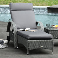 Outsunny Pack 2 Cojines para Tumbona 196x55x8 cm Colchoneta para Tumbona Acolchado Colchón para Silla de Jardín Terraza Balcón Gris - details 1