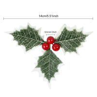 10pcs Berries De Holle Artificiales Con Hojas Para Decoración De Navidad Artesanías De Wreath Para Casa Adornos De Árbol De Navidad Regalo De Año Nuevo - details 8
