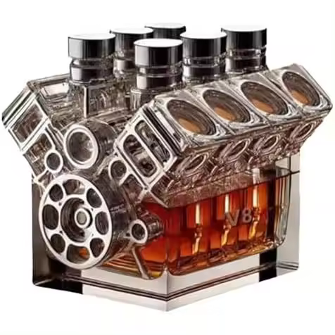 Botella decantadora de alcohol con forma de motor V8, decantador de whisky V8, ideal para cumpleaños, amantes de los coches, jubilados y coleccionistas (tipo C) - 1
